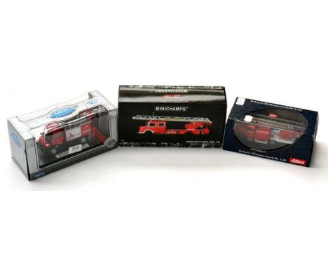 Schuco Miniaturemodelle Mercedes Benz L6600 Fire Engine Minichamps Mercedes Benz 1113 Aerial Ladder and Automax Mercedes Benz