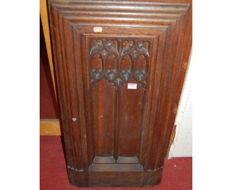 A Gothic oak panel, probably as removed from a pew end, or similar, 85x42cm