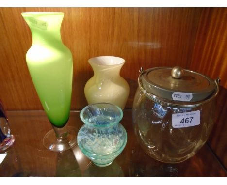 3 DECORATIVE VASES SMALLEST IS CAITHNESS CRYSTAL PLUS GLASS JAR