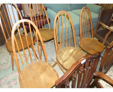 5 ERCOL STICK BACK CHAIRS