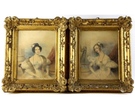 William Moore, Snr (British, 1790-1851), two portraits of young women, watercolour on pencil, each signed and dated 1835 lowe