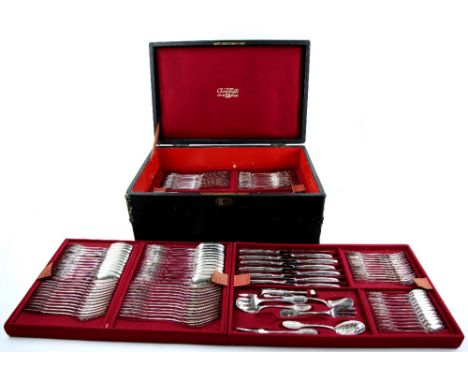 Christofle canteen of silver plated cutlery for twelve, comprising tablespoons, dinner forks, dessert spoons, dessert forks, 