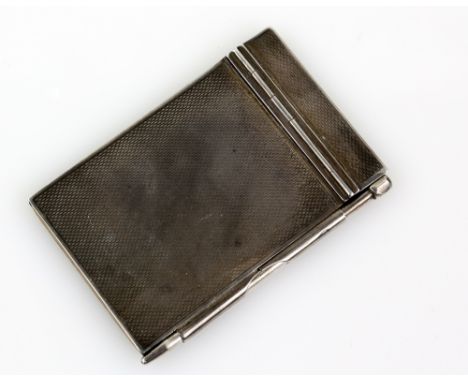 Early 20th century silver-mounted notebook and pen, with engine-turned decoration and paper pad within, marks for Walker &amp