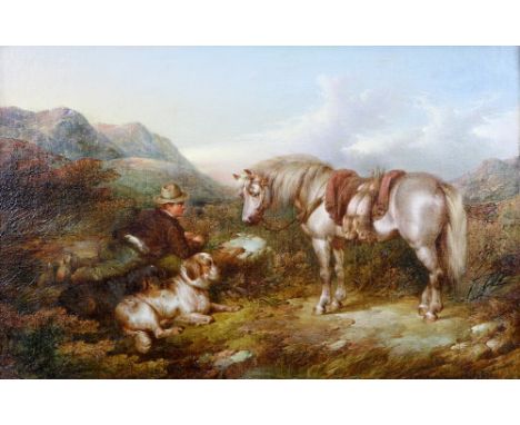 P Jones, 'A Quiet Rest', oil on canvas,  signed, 39cm x 46cm.   Appears to have been recently cleaned and restored, some flec