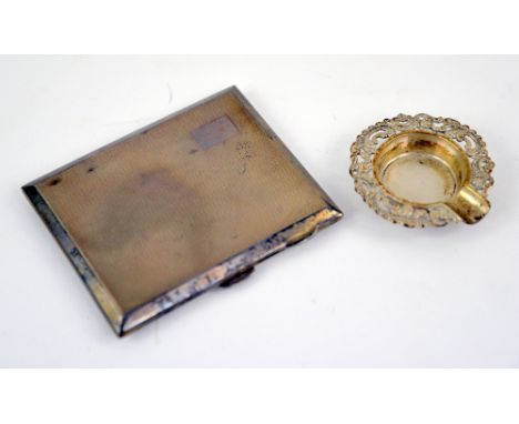 George VI silver cigarette case, with gilt interior and engine-turned decoration, by I.M.Co, Birmingham 1946, 8.5 cm wide, to