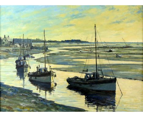 Roy Glanville (British, 1911-1965). 'Low water, evening, Leigh' acrylic, signed 44cm x 60cm.   overall condition good no majo