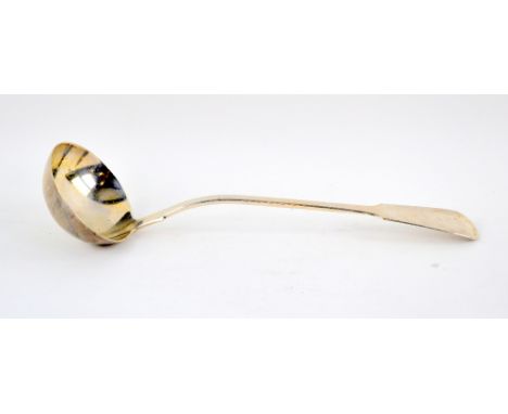 Victorian Scottish silver fiddle pattern soup ladle, by Andrew Wilkie, Edinburgh, 1837, 8oz, 248g,35 cm long.   