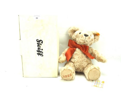 A contemporary Steiff teddy bear. 2022 edition, with the original label and box