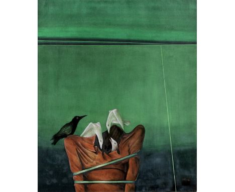 Ala Bashir (Iraq, born 1939)Predicament of Man oil on canvas, framedsigned and dated (lower right), further signed, dated and