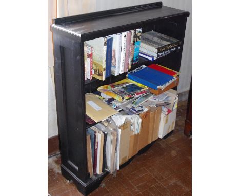 A black painted open bookcase, 98cm high, 93cm wide(the books are not included in this lot)**Please note all lots must be col