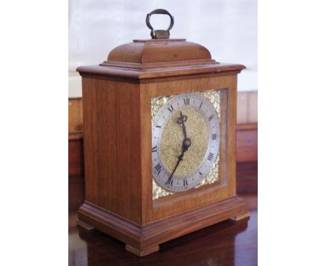 A Queen Anne style mahogany bracket clock, , caddy case, 21cm high**Please note all lots must be collected from Sudbury, Derb