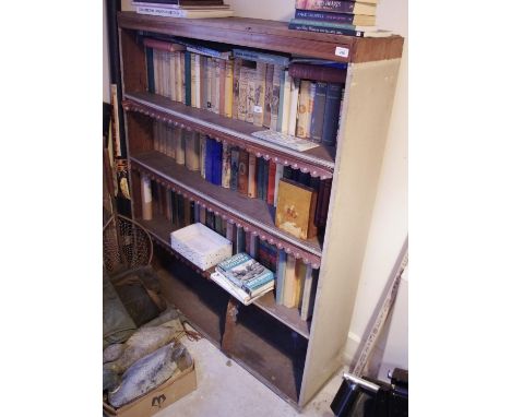 A pine open bookcase, 140cm high, 115cm wide(The books not included in this lot)**Please note all lots must be collected from