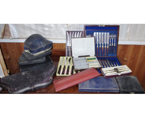 Flatware cases - morocco leather and others;  etc**Please note all lots must be collected from Sudbury, Derbyshire on the 30/