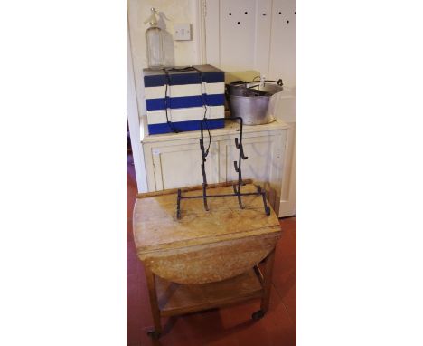Kitchenalia - a white painted cupboard, 90cm high, 75cm wide;  soda syphon;  Moulin-Legumes grater;  a jam preserve pan;  win