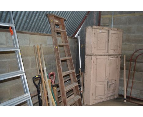 A wooden step ladder