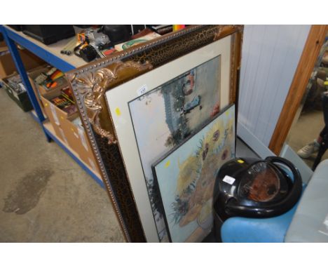A large gilt framed print; together with a Vincent Van Gogh print