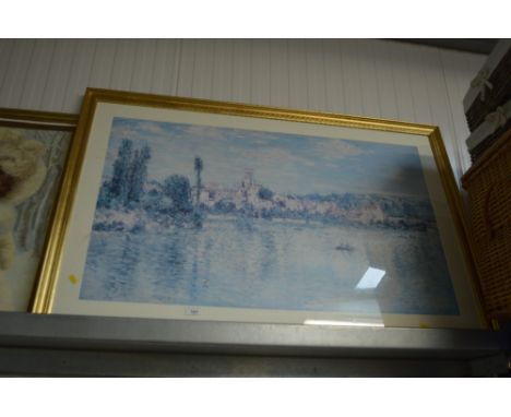 A large coloured print after Monet 