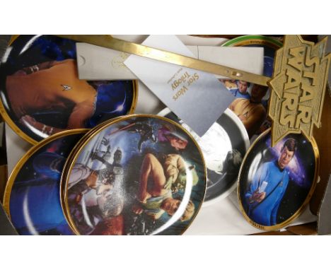 A collection of Hamilton branded limited edition Sci Fi theme plates: together with brass Star Wars Plaque