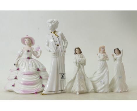 A collection of lady figures to include: Royal Doulton With Love HN3393, Xmas Day HN3488 and Loving You HN3389 together with 