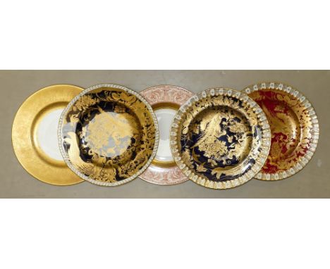 A collection of 27cm Royal Crown Derby Wall Plates: damage noted to one item(5)