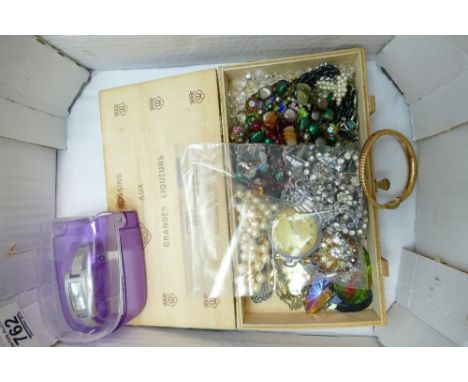 Collection of costume jewellery: Collection of costume jewellery including pendants, chains, beads, brooches and vintage watc