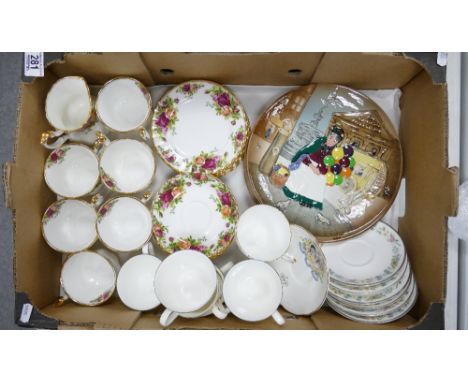 A mixed collection of items to include:: Royal Albert Old Country Rose part tea set, Royal Doulton Balloon seller plates, sim
