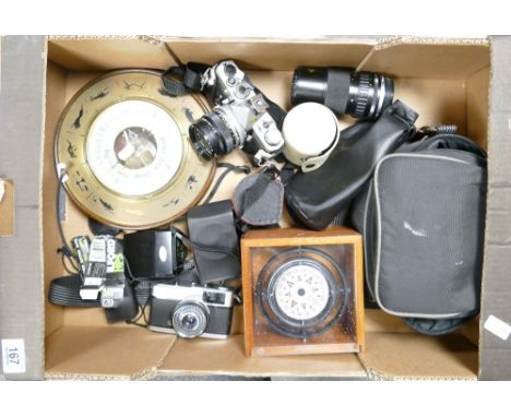 A mixed collection of items to include: Olympus OM-1 35mm camera, 28,50mm &amp; 75-150mm lens, Olympus trip camera &amp; case