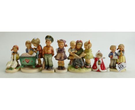 A collection of Goebel figures to include: Toy Soldier, Blessed Event, Which Hand, Goose Girl, Christmas Angel, Birthday Sere