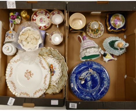 A mixed collection of items to include: Royal Albert Lady Hamilton cups &amp; saucers, Royal Crown Derby Bourbonnais wall pla