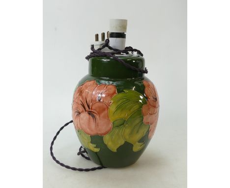  Moorcroft Hibiscus on Green Ground lamp Base: height to bottom of fitting 22cm