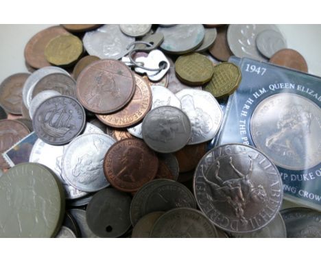 A collection of vintage coins: including commemorative coins, silver, copper etc