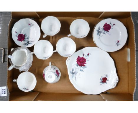 Royal Albert Sweet Romance Teaset: Full 21 piece teaset. Cups, saucers, cake tray, etc. (1 Tray)