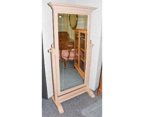 A limed oak cheval mirror, 83cm by 163cm 