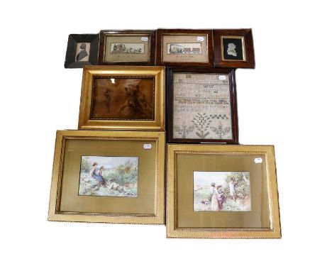 After Myles Birket Foster (1825-1899)Children on a Grassy BankColour reproduction, 15cm by 21.5cm, and another similar of chi