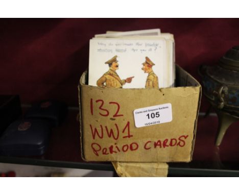 A box of various post-cards mostly military related