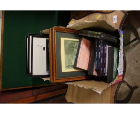 A box containing two Cries of London prints, various other pictures and a quantity of classical CD's 