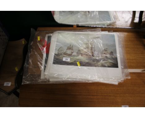 A quantity of unframed battle prints 