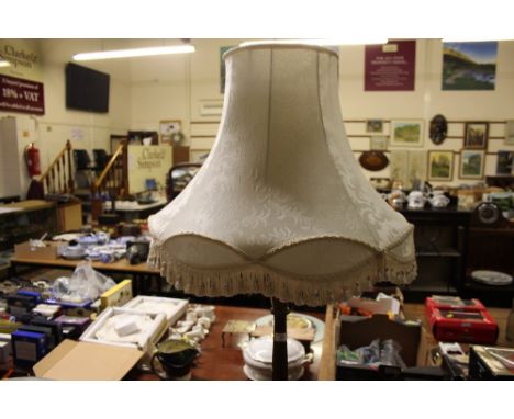 An oak standard lamp and shade 