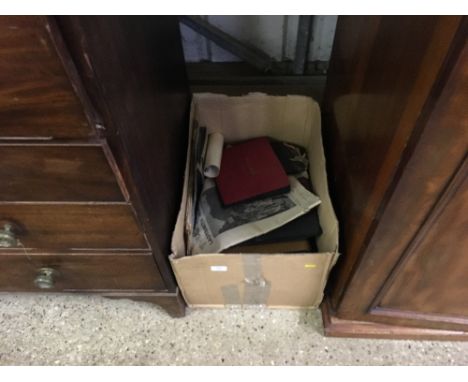 A large box of post-card albums and ephemera etc. 