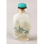 A GOOD 19TH / 20TH CENTURY CHINESE REVERSE PAINTED GLASS SNUFF BOTTLE, the body decorated with two