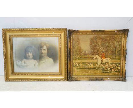 After Alfred Munnings (British, 1878 - 1959), hunting scene, print on panel, label verso Easthope &amp; Fripp Fine Art Dealer