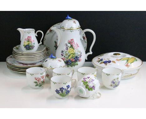 Royal Worcester 'Evesham' lidded tureen together with Verein Zum Schutz Der Bergwelt Porzellan flowers tea set to include cof