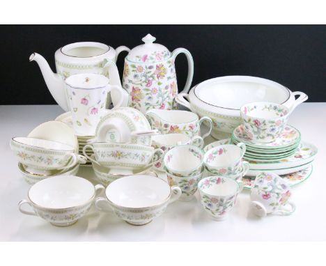 Minton 'Broadlands' pattern tureen together with eight soup cups and saucers and coffee pot, a Royal Crown Derby Chatsworth m