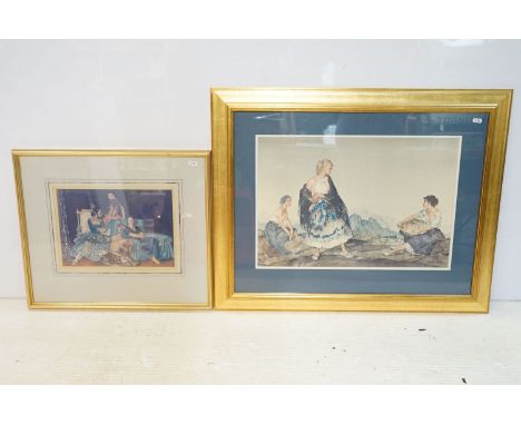 After William Russell Flint (Scottish, 1880 - 1969), two: 'The Basket of Peaches', limited edition print, related paperwork v