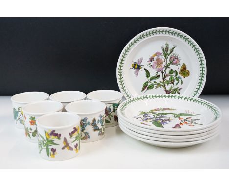 Portmeirion, The Botanic Garden, six plates, 21cm diameter and six open small bowls, 8cm diameter