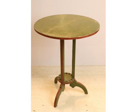 Painted wooden tripod table with rivet detail to base, circular top 50cm diameter, H 69cm