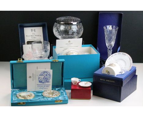 Coalport limited edition Iron Bridge Bicentenary jug, number 321, 1979 and limited edition of a three inch bone China powder 