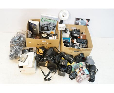 Quantity of cameras accessories to include filters, Boots Admiral binoculars, Sunpak flash, Makinon lens, Spiratone Vario-Dup