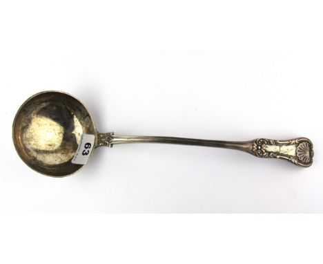 A heavy hallmarked silver soup ladle, L. 34cm Weight. 286g.