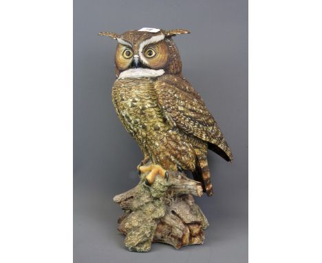 A large signed Italian ceramic model of an owl signed V Bindi, H. 40cm.